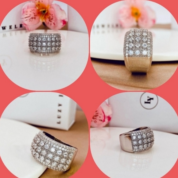 Platinum Round-cut Multi-Row Diamond Band Ring - Picture 15 of 16